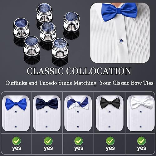 Miniatura 5 de Cufflinks and Tuxedo Studs Set with Gift Box, Silver and Gold Tone Cuff Links for Men's Shirt Wedding Business
