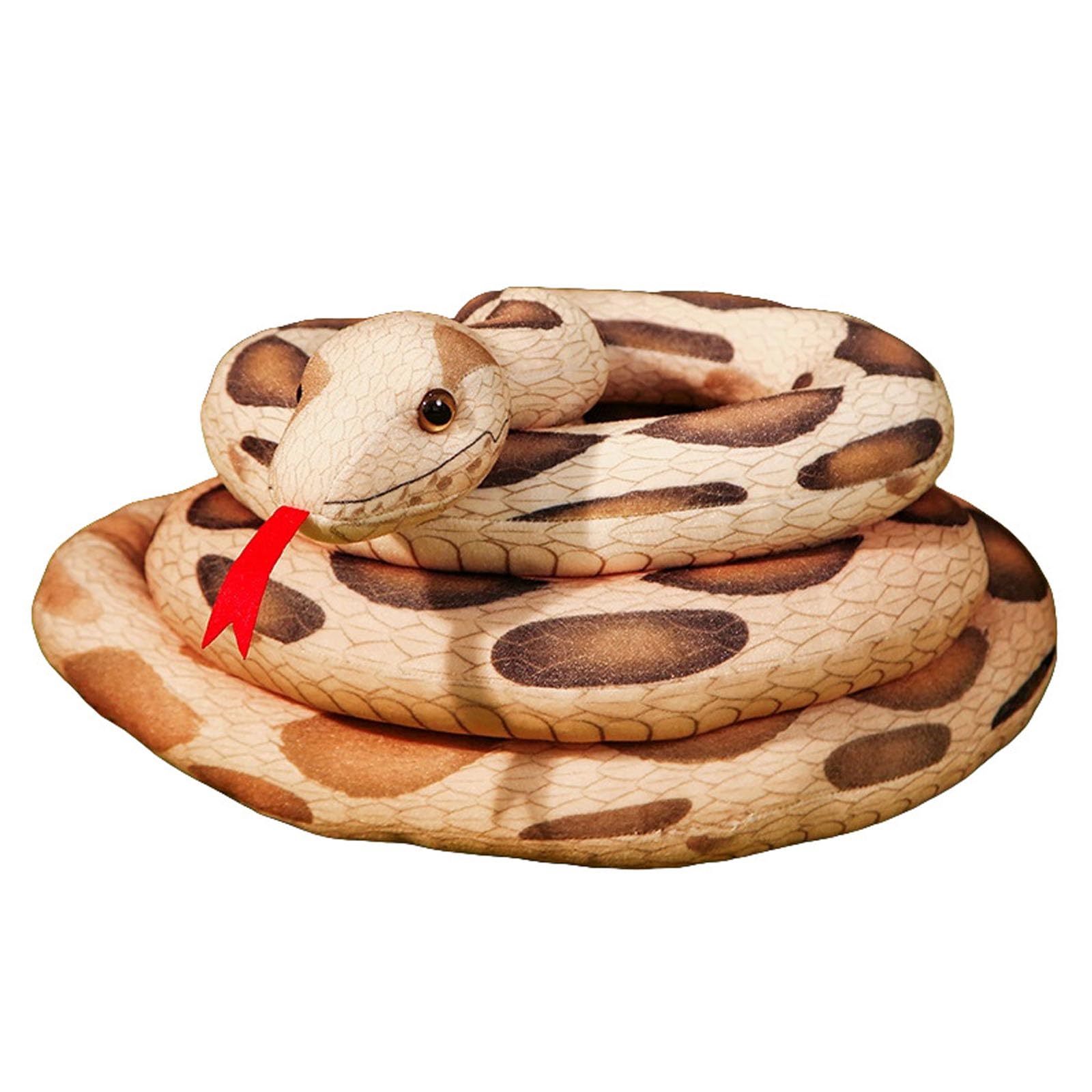 JORCEDI Snake Plush Toy, Realistic Soft Snake Teddy Stuffed Animals Dolls Toys, Snake Pillow Doll Toys, Anaconda Fake Snakes for Ricky Creepy Prank, Long Stuffed Python for Garden Props (Brown,300cm)