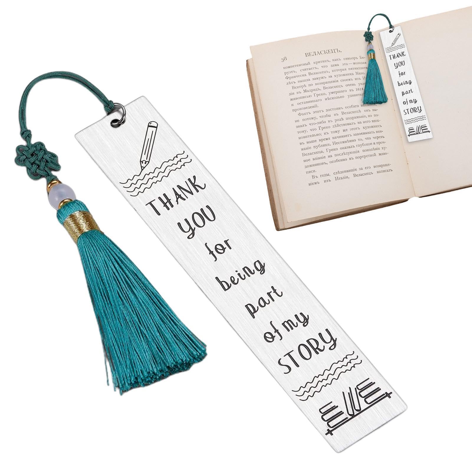 gracias marcadores - Marcapáginas de lectura de metal | Con letras en inglés y borlas, etiquetas de agradecimiento para profesores, marcapáginas inoxidable para Studnets
