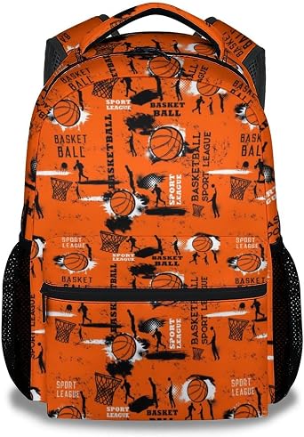Basketball School Backpack for Boys, 16 Inch Black Backpacks for Kids Age 10-12, Cool Lightweight Bookbag for Travel