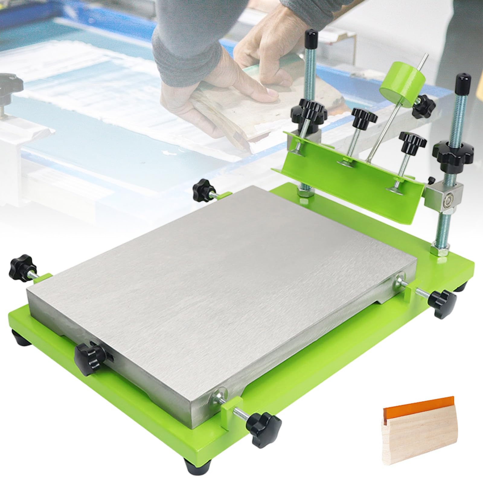 Imprimante manuelle de pochoir sérigraphie textile pour cadre de 40 mm avec fixation C-Large