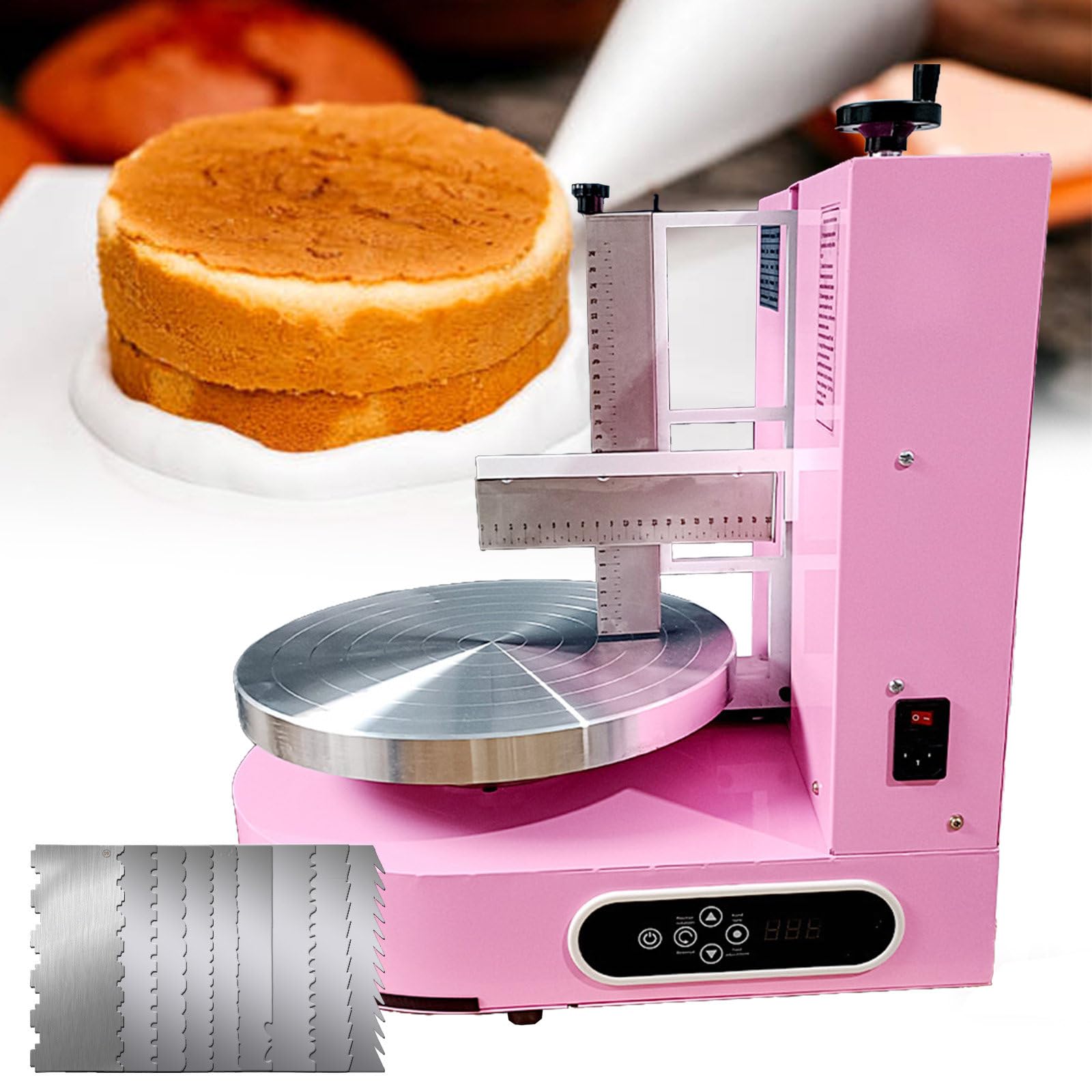 Machine automatique à étaler et à décorer des gâteaux de 10 à 30,5 cm, lisseur de crème électrique avec 9 racloirs, vitesse réglable de 60 à 320 tr/min