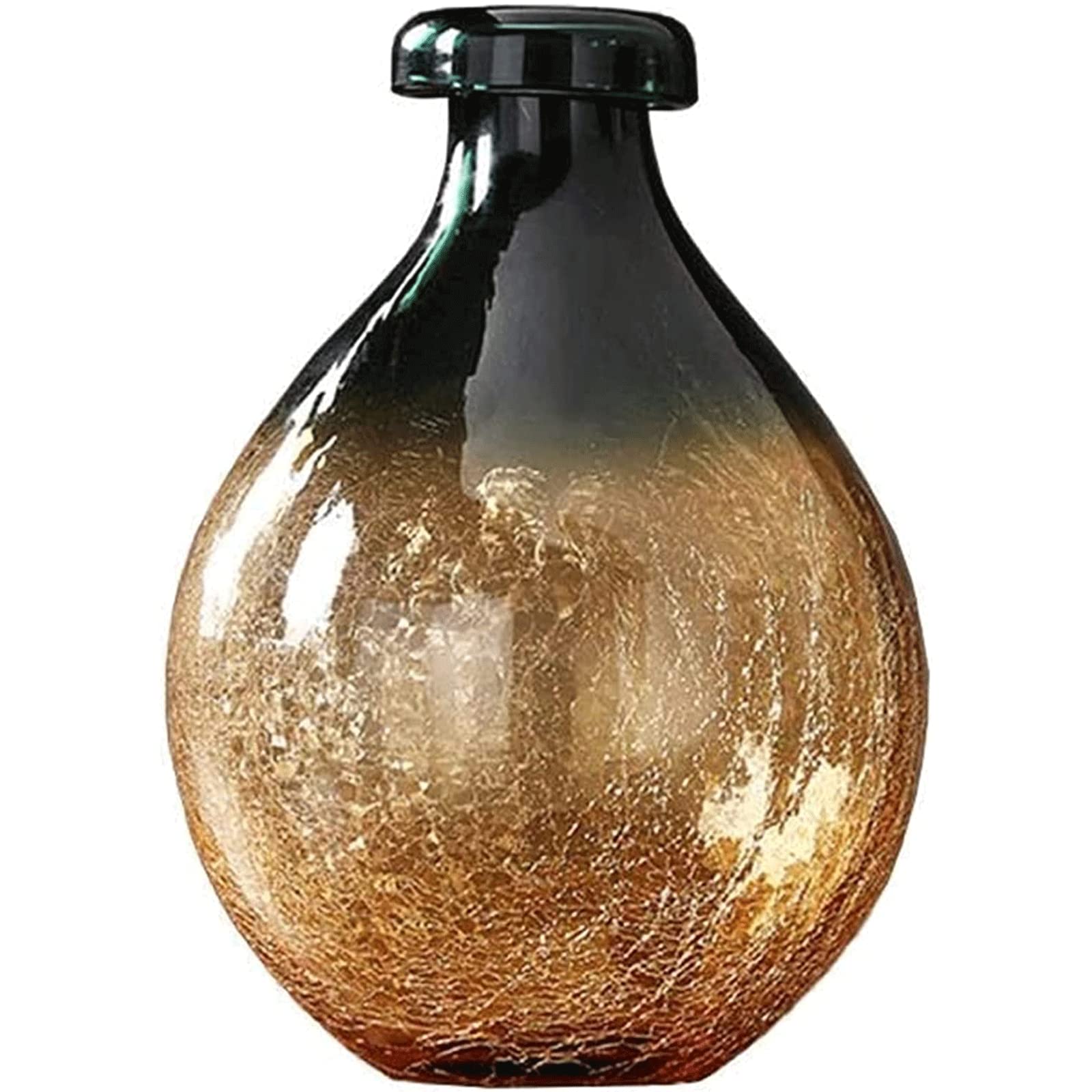 Ngdfgr As Known Fashion Golden Gradient The Vase European And American Colorful Crack Vase Ornament Glass Exquisite Flower Vases Entryway Mantel Decoration (A),A