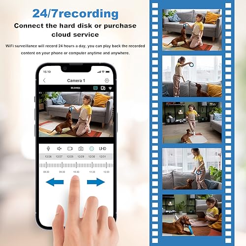 Miniatura 4 de Sistema de cámara de seguridad con disco duro de 1 TB con audio unidireccional, NVR de 4 canales, 4 unidades, visión nocturna, cámaras de vigilancia