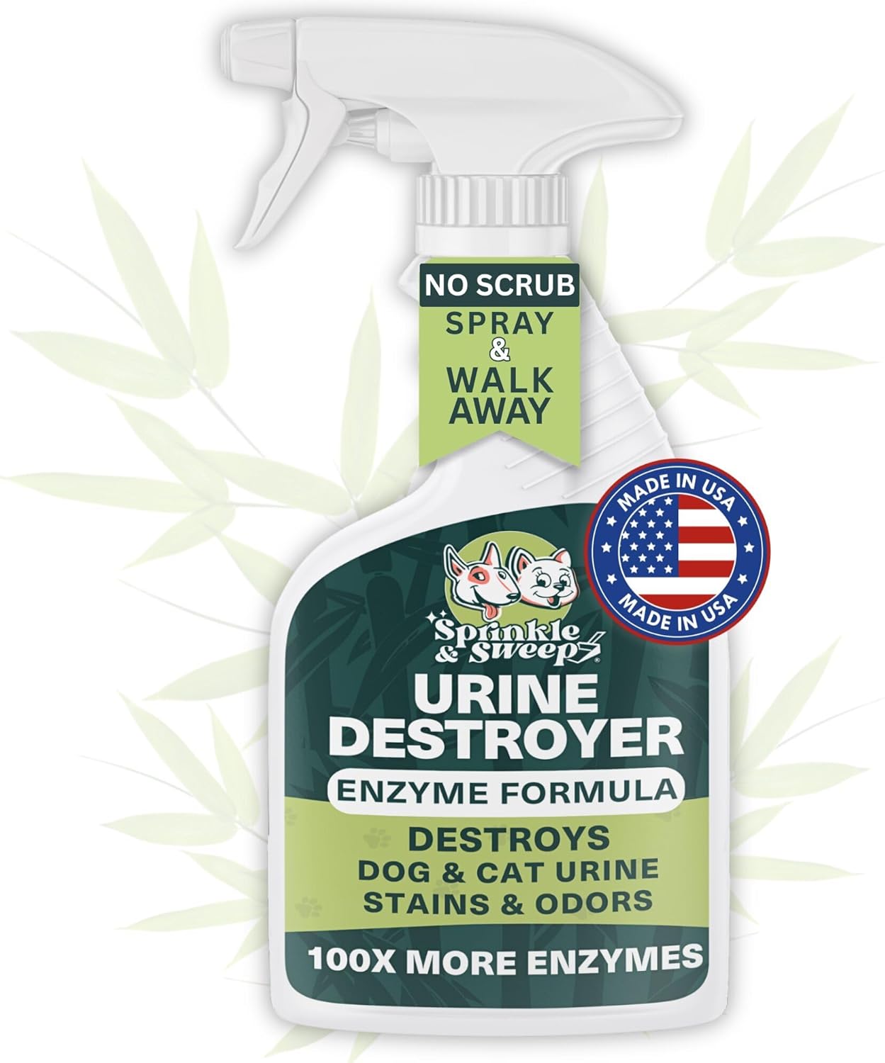 Sprinkle & Sweep: Pet Stain & Odor Enzyme Spray - 32oz, 2 Pack - No Scrubbing Concentrated Formula, Dog & Cat Urine Destroyer, Carpet Spot Cleaning