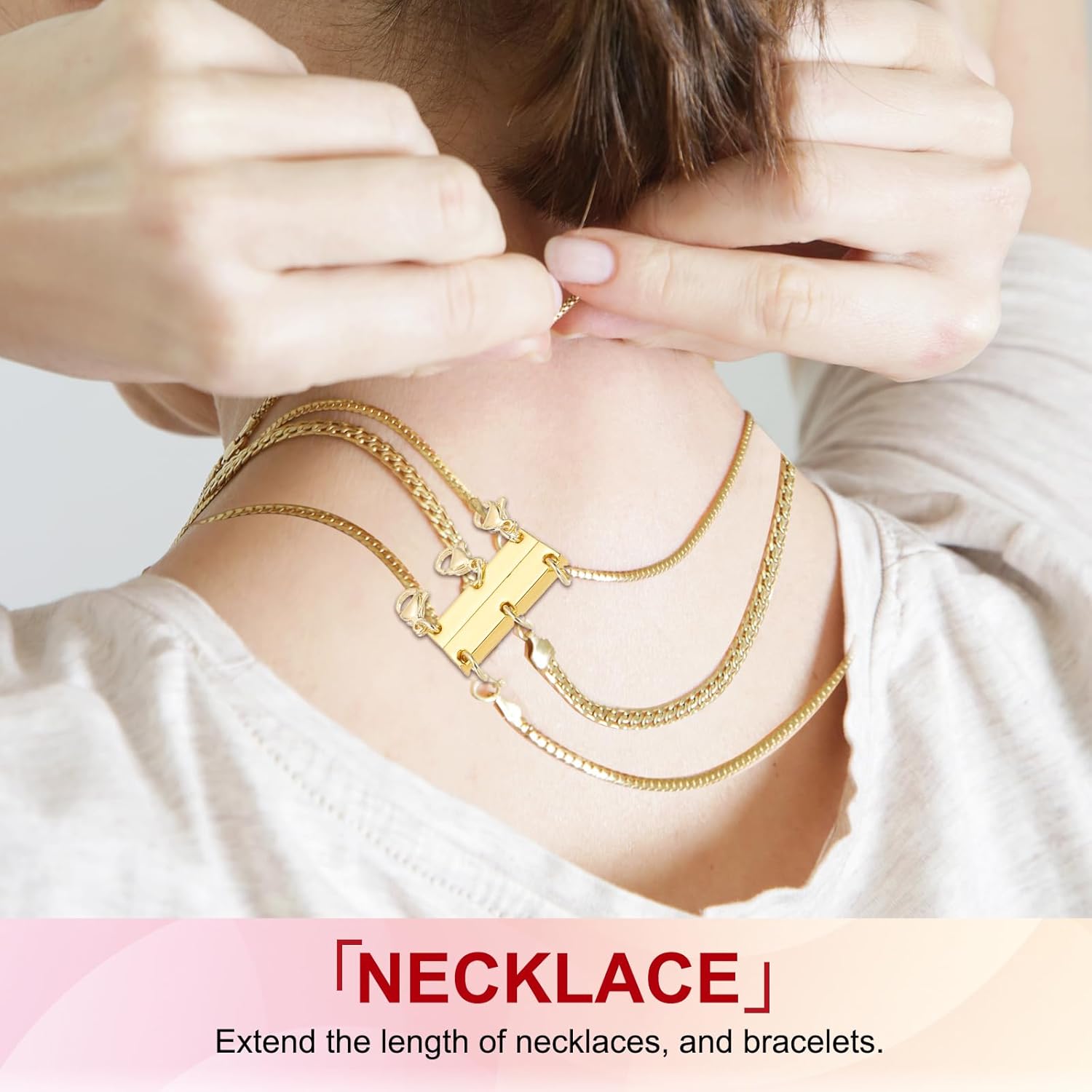 PATIKIL Necklace Layering Clasps, 4Pcs Jewelry Separators Jewelry Clasps and Closures Suction Up and Down Lobster Clasp for Necklace Bracelet Chain, Gold/Silver - Image 5