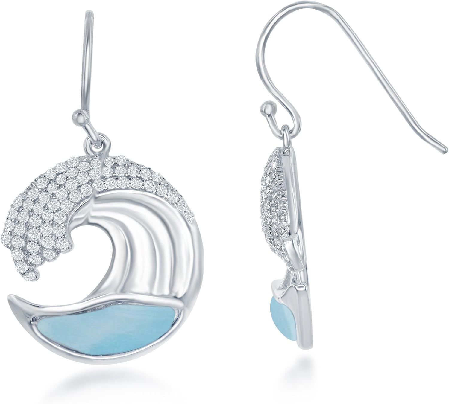 Sterling Silver Larimar Dangle Earrings - Unique Natural Larimar Jewelry for Women - Earrings for Women - Beautiful Blue Natural Larimar Stones – Unique Hypoallergenic Earrings
