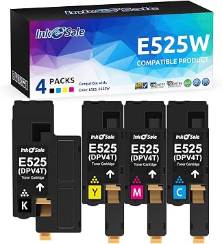 E525W Toner Compatible for Dell E525 E525W Toner Cartridge Color 4-Pack