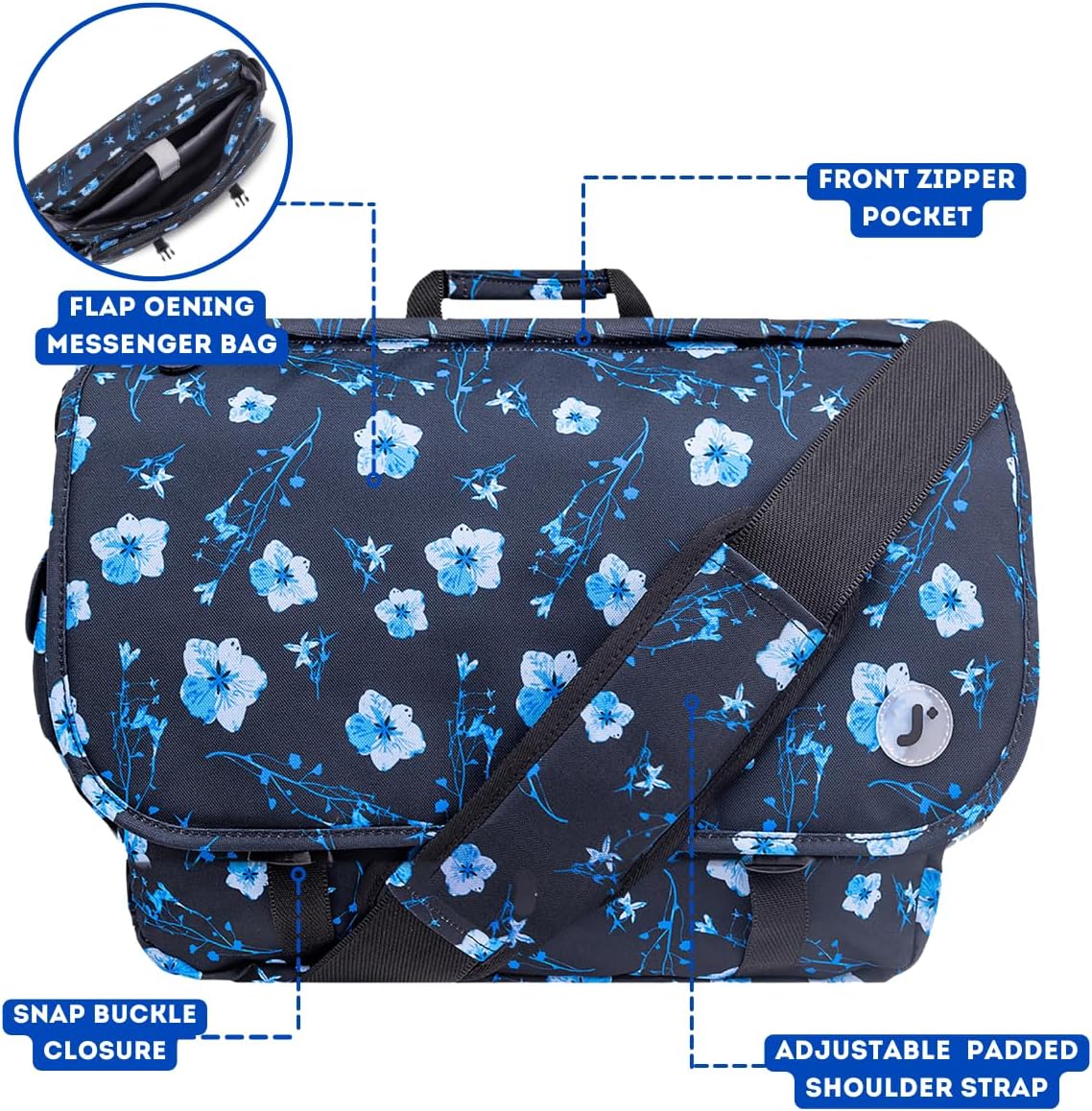 J World New York Thomas Laptop Messenger Bag for Women & Men. Kids Computer Bookbag