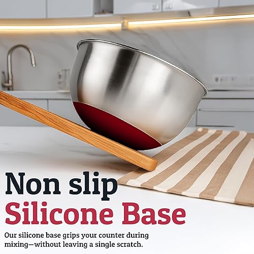 Miniatura 7 de Priority Chef Juego de Tazones para Mezclar de Acero Inoxidable con Tapas, Tazones de Metal Anidables con Tapas Herméticas, Ralladores, Base