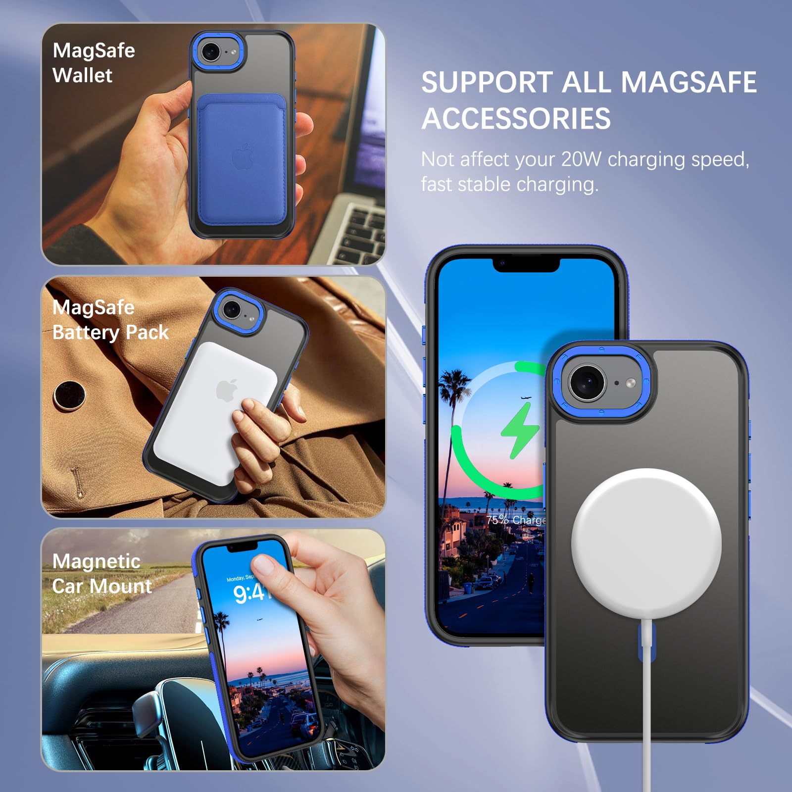 BENTOBEN Cover IPhone 16e Con Anello E Magnete: Custodia MagSafe Antiurto, Nera