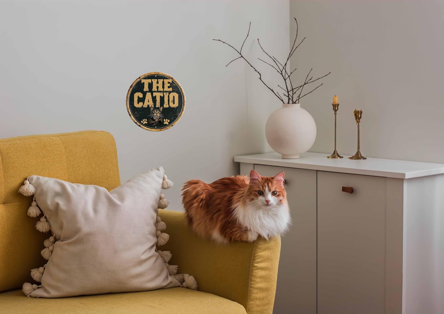 Vintage Round Tin The Catio Sign Retro Metal Sign Suitable For Home Street Shop Garage Bar Farm Garden - Multi-Purpose For Indoor/Outdoor Use Plaque 8x8 Inch image 5