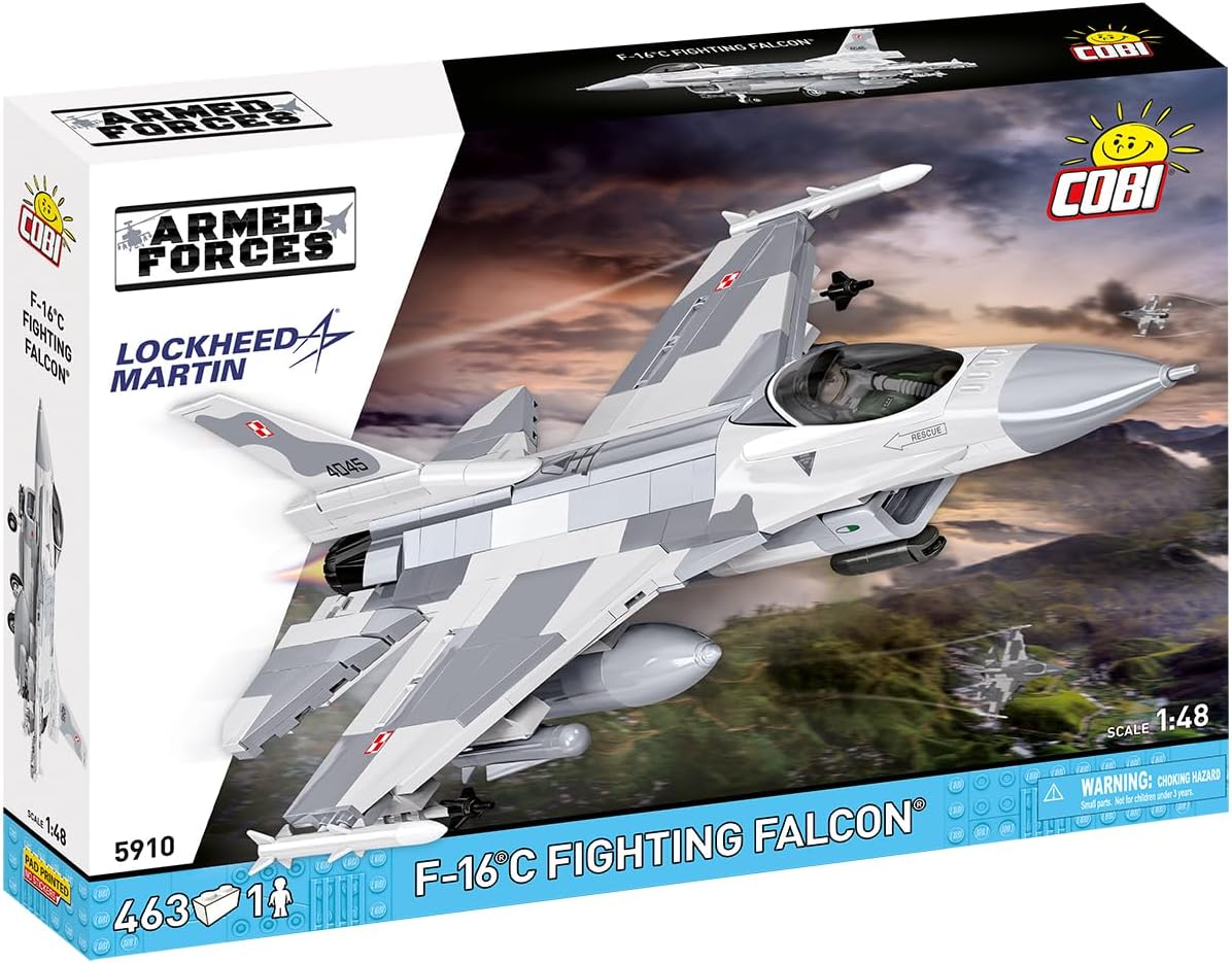COBI Armed Forces SU-57 Felon Aircraft F-16C Fighting Falcon (PL) Plane Building Set, 463 Pieces