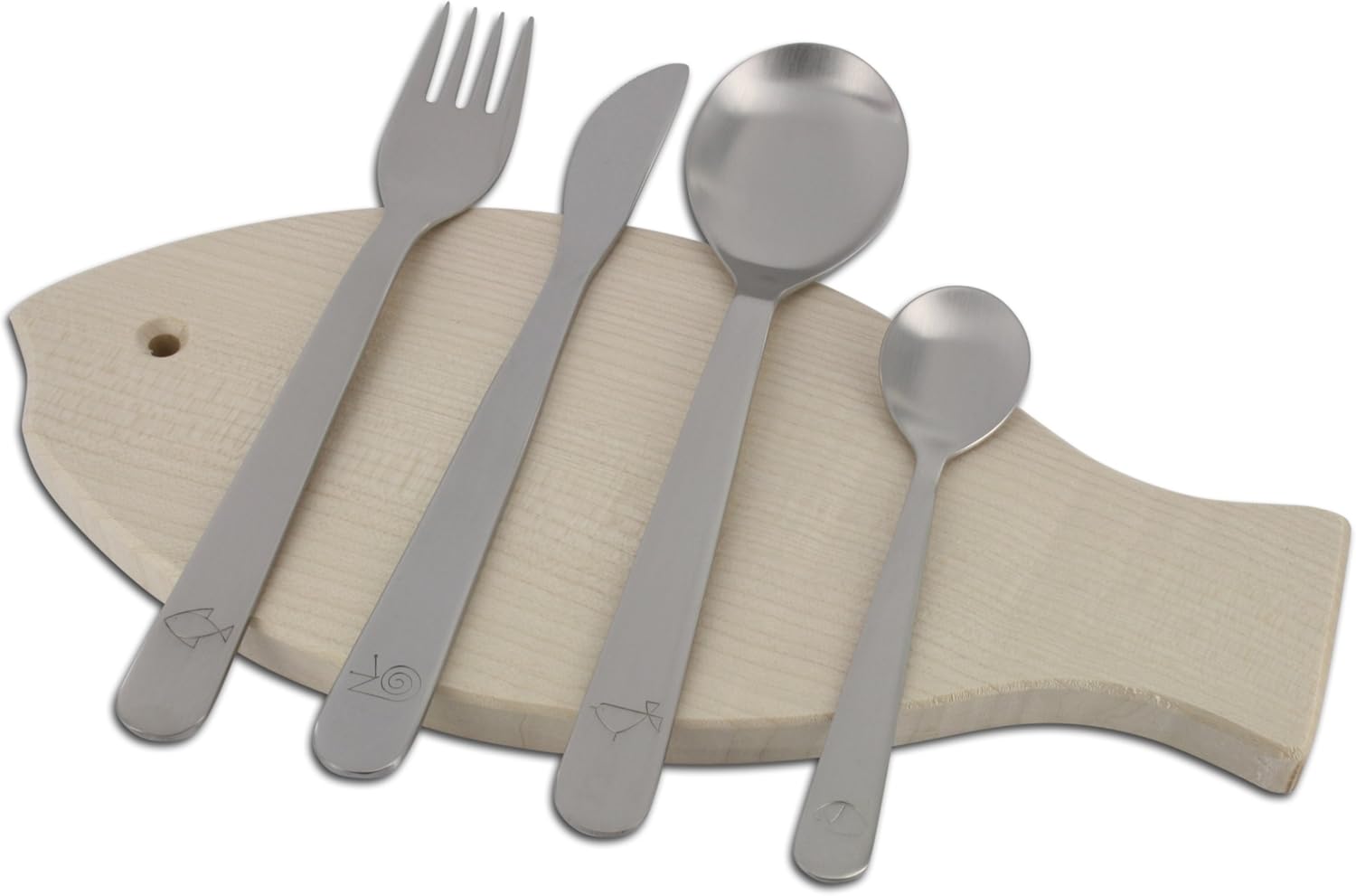 mono Petit Kids 4 Piece Cutlery Set with Wooden Cutting Board