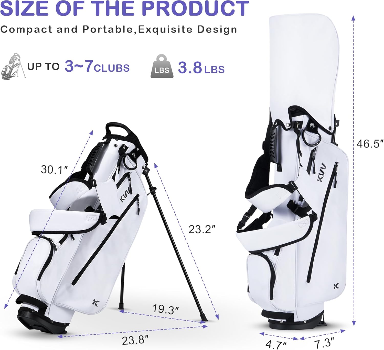 KVV Junior Golf Bag, Lightweight Golf Stand Bag for Young Players for Ages 4-6,6-8,9-12, 12 and Up