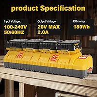 Vista 2 de DCB104 Reemplazo para estación de carga de batería Dewalt de 20 V, compatible con Dewalt 12V 20V Max batería de litio DCB120 DCB127 DCB112 DCB115