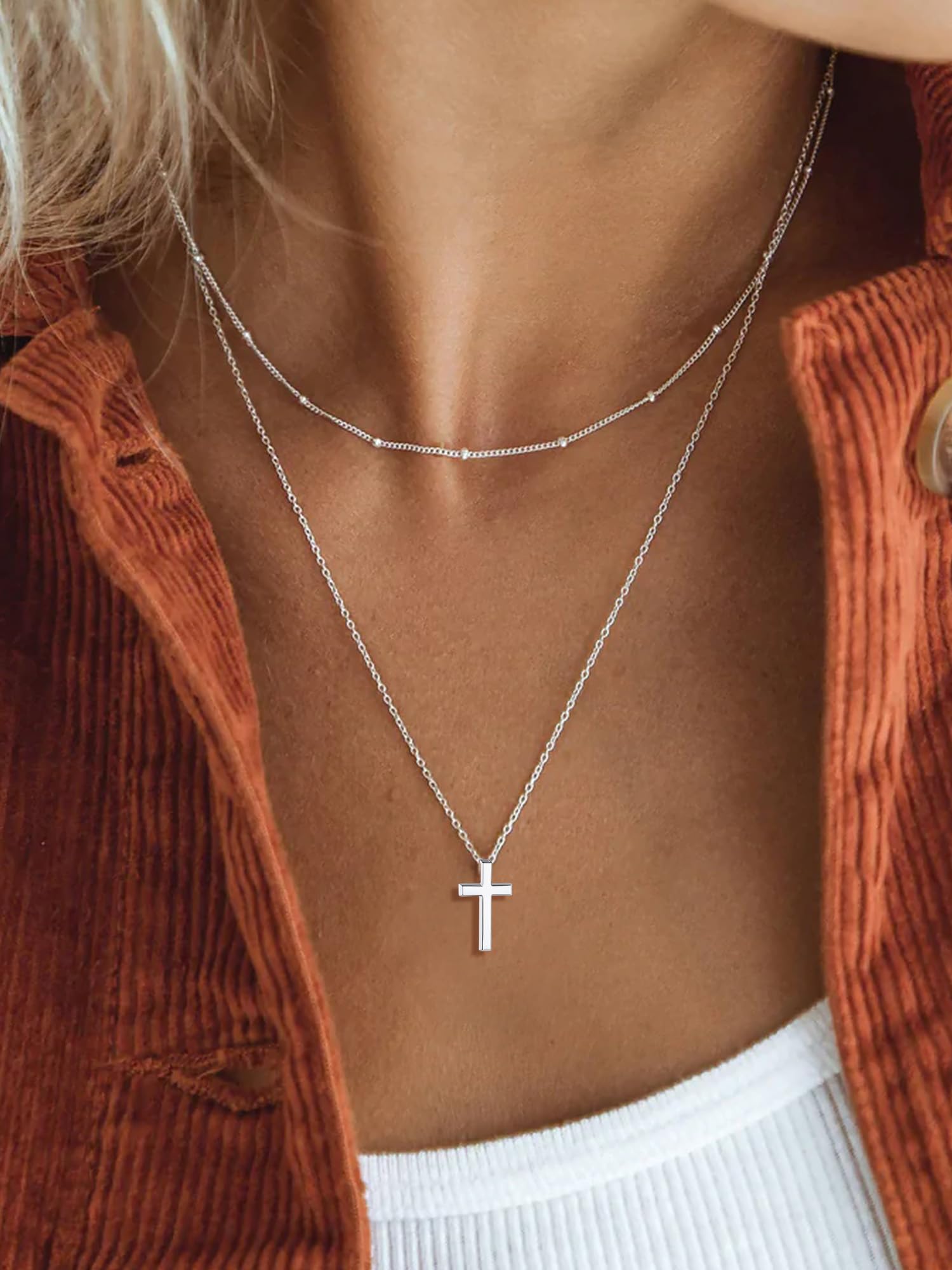 ChicSilver Collar Infinito Plata de Ley 925 Mujer Colgante Cruz Amor Eterno Símbolo Infinito Joyería Delicada Madre Pareja