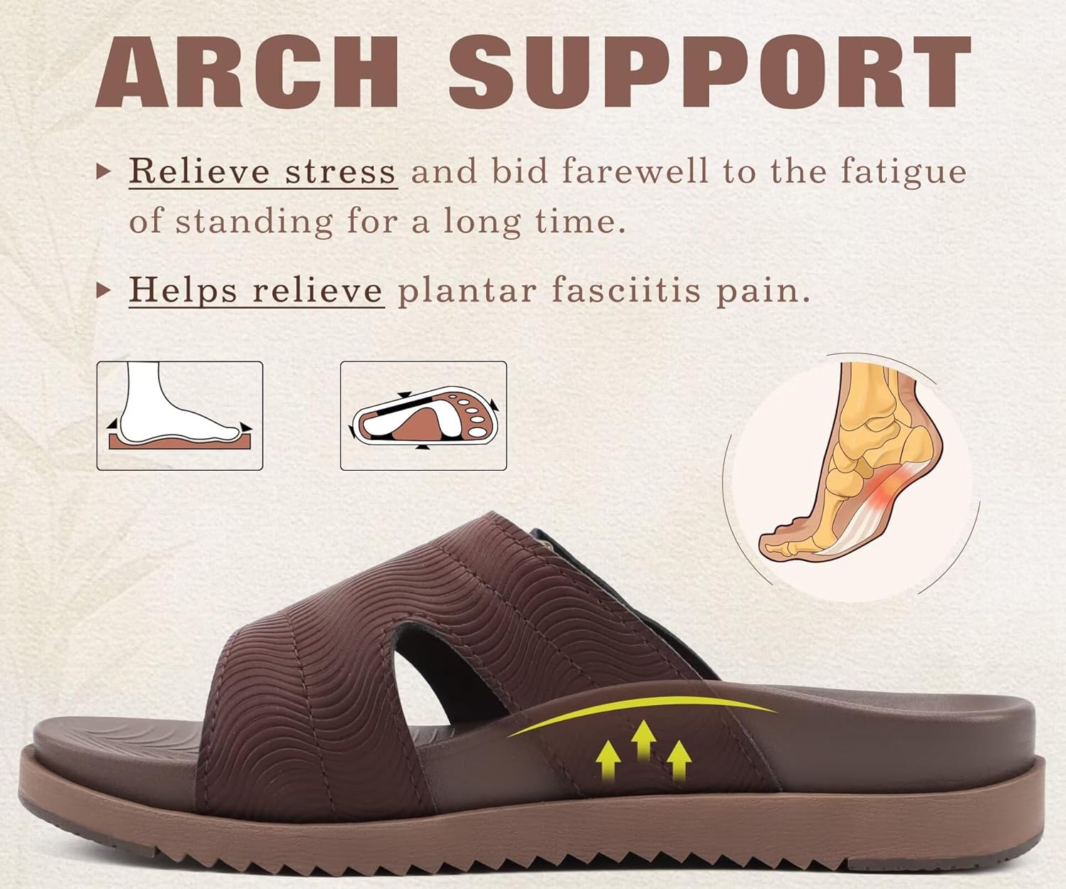 KuaiLu Womens Dressy Orthopedic Sandals Lightweight Cushion Foam Slides Sport Recovery Walking Slippers with Plantar Fasciitis Arch Support - Image 3