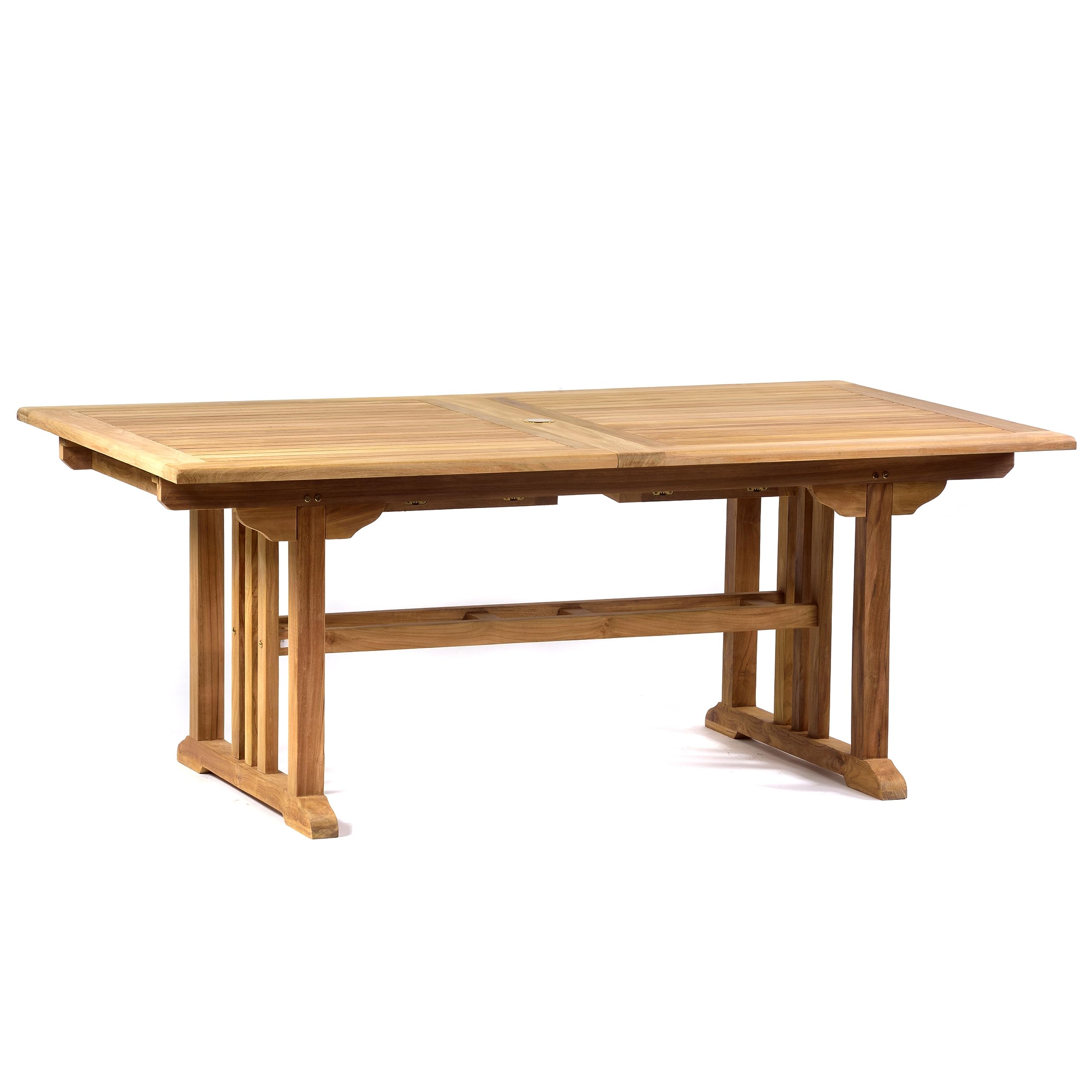 BrackenStyle Berrington Extending Double Leaf Rectangular Teak Dining Table Suitable For Outdoor or Indoor Use 10 Seater Grade A Teak Wood - 270cm Extended Length