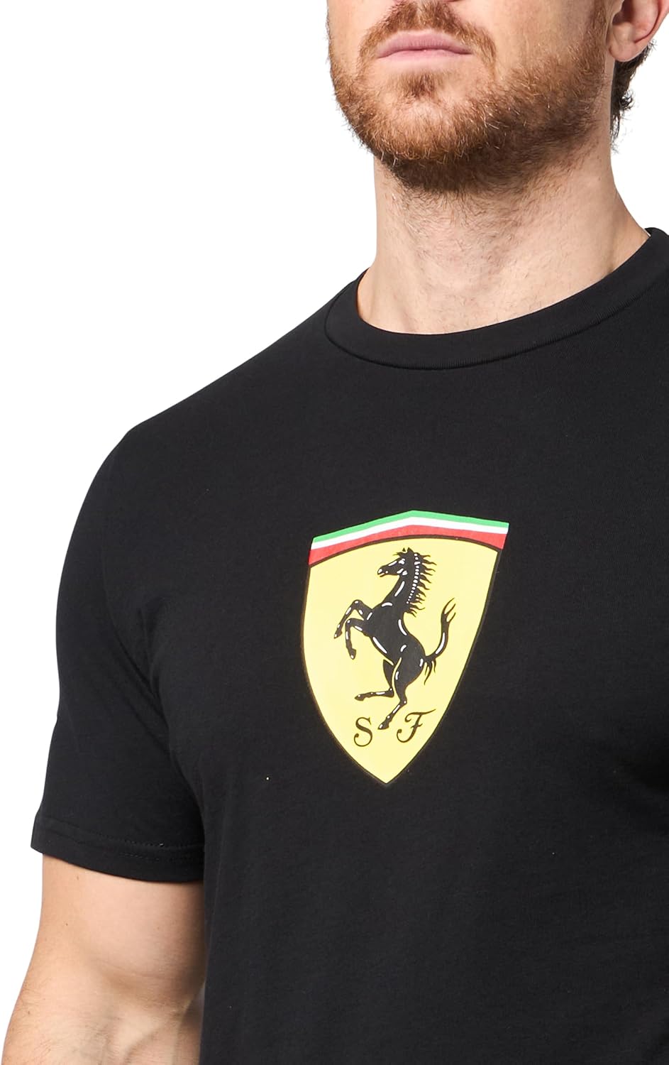 PUMA Mens Scuderia Ferrari Sportswear Colored Shield Graphic Crew Neck Short Sleeve Casual Tops Casual - Black - Image 3