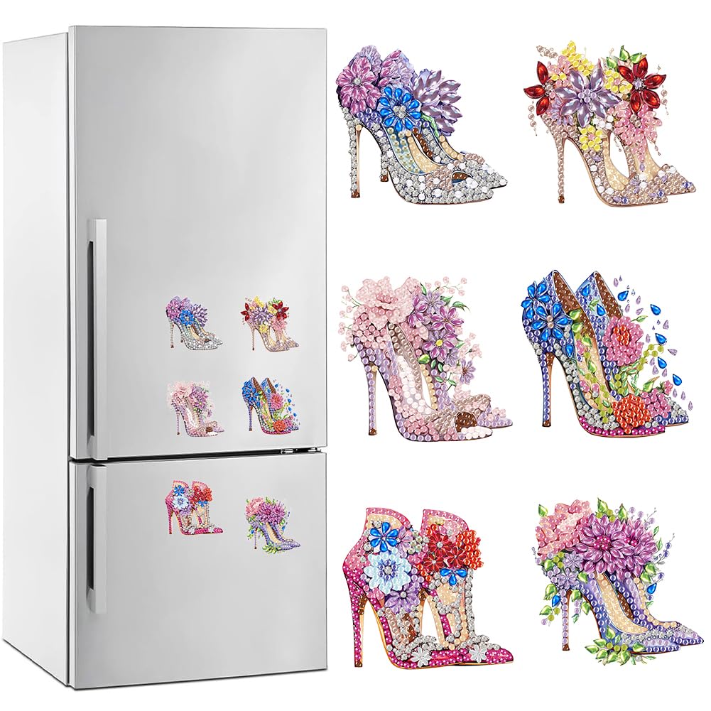6 Magnifiques Aimants Frigo Diamant Painting - Kit DIY Avec Strass Et Outils | Déco Originale Pour Cuisine