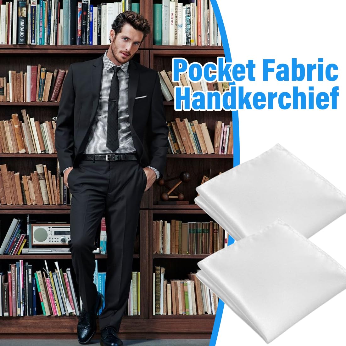 Lot 5 Mouchoirs Poche Homme + 2 Supports - Carrés Satin 22x22cm Pour Costumes Et Mariages