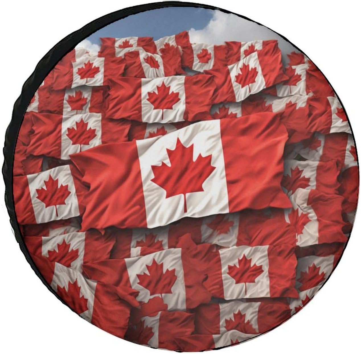 Universal Spare Tire Cover Waterproof Wheel Covers Car Tire Protector Canadian Flag Wheel Protector Dustproof Wheels Tires Cover for RV SUV Truck Camper Trailer 26inch