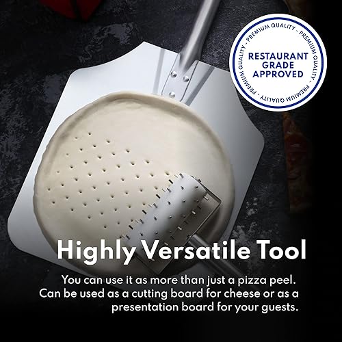 Miniatura 7 de New Star Foodservice 50219 - Pelador de pizza de aluminio, mango de madera, hoja de 9 x 11 pulgadas, 26 pulgadas en total