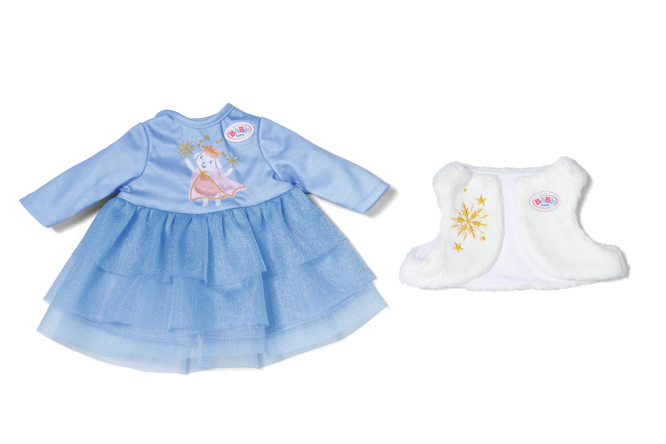 BABY born Blue Winter Dress - Doll dress with long sleeves, tulle skirt & plush vest - Doll clothing - Accessory for all 36 cm dolls
