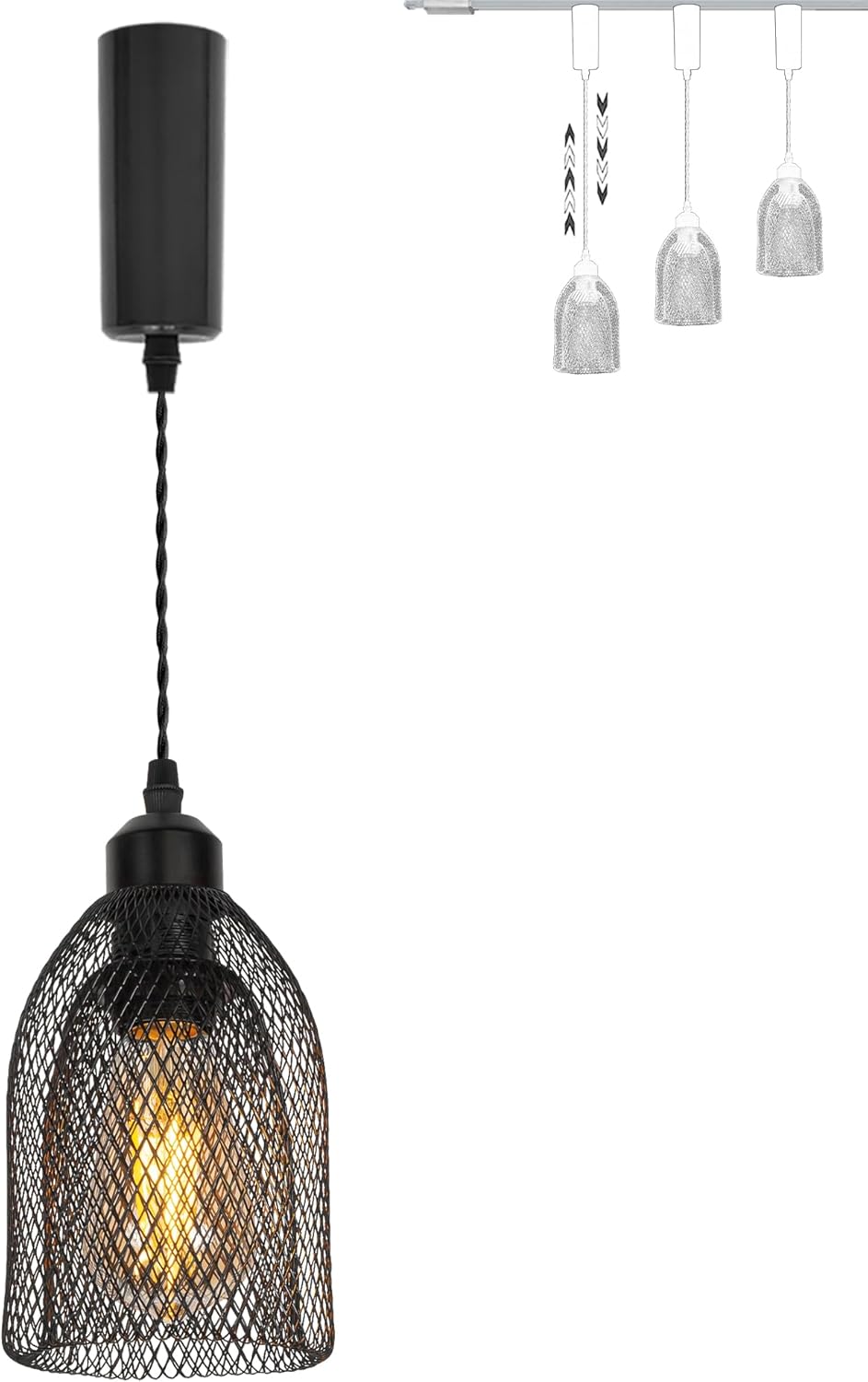 Adjustable Height H Type Track Lighting American Loft Industrial Style Steampunk Double Shades Lighting 3.2 ft Track Mount Pendant Light Decorate Customizable for Dinning Table