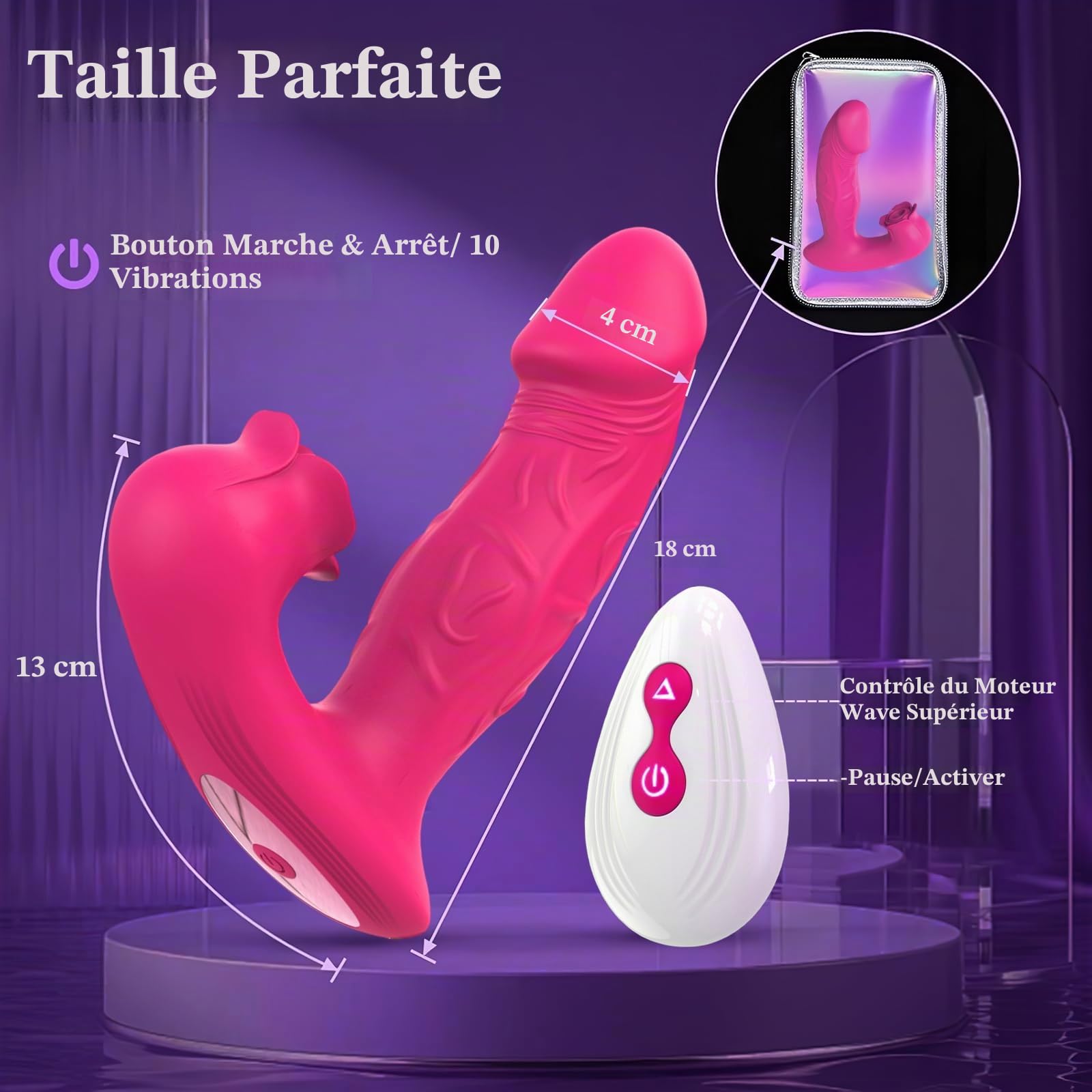 Sex Toys, Vibromasseurs Feminin et Gode Femme Sucer Clitoridien 3 en 1 | Stimulateur à Télécommande Sans Fil, 9 Modes de Succion et Vibration, Silicone Étantche, Coffret Plaisir Couple
