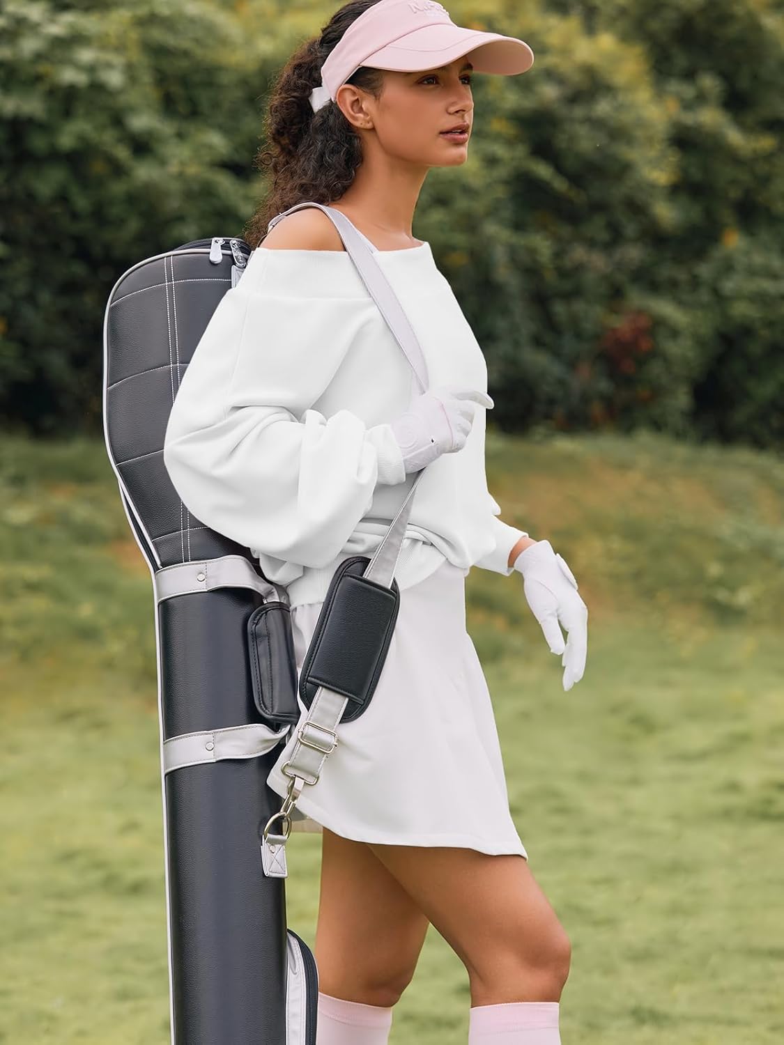 Fisoew Womens Off The Shoulder Sweatshirt Casual Long Sleeve Loose Fit Fall Pullover Tops White - Image 3