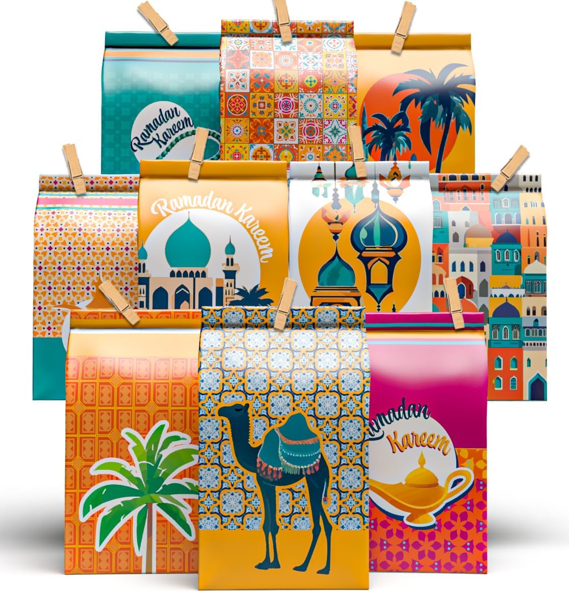 Encham Ramadankalender zum Befüllen 30 Stk Papiertüten ramadan kalender kinder Ramadan deko Eid