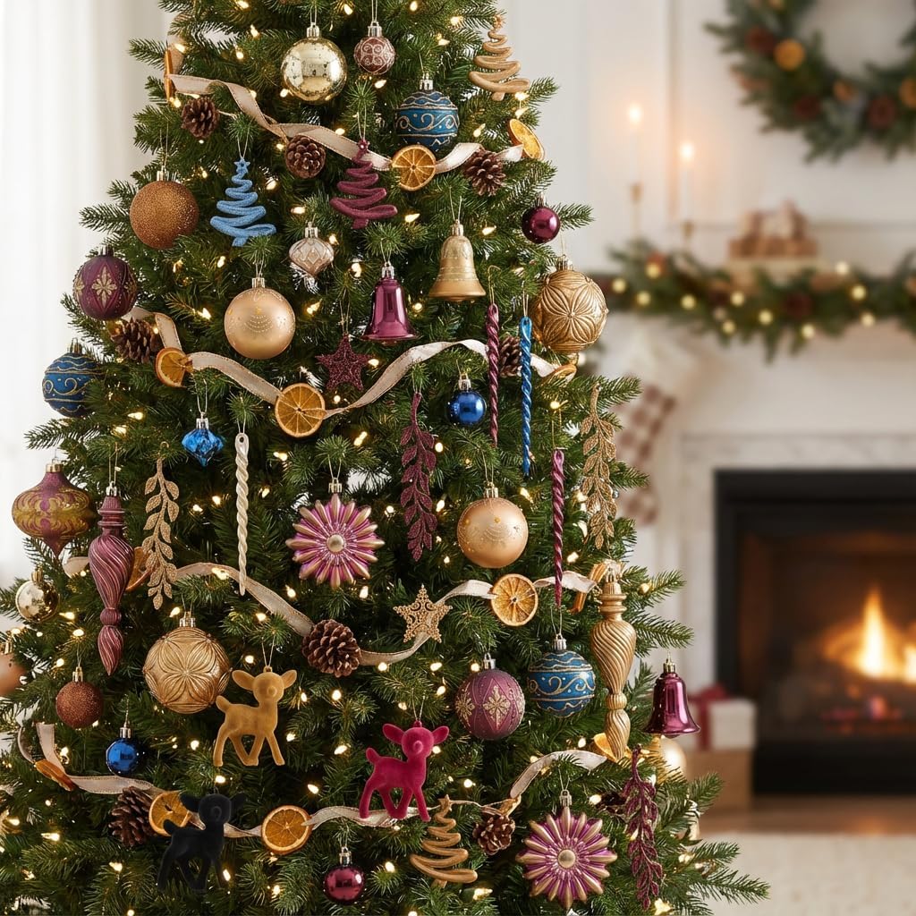 Valery Madelyn Ornaments for Christmas Trees, 108ct Copper Purple Blue Shatterproof Christmas Tree Decorations, Luxury Hanging Ball Ornaments Bulk for Xmas Holiday Decor - Image 2