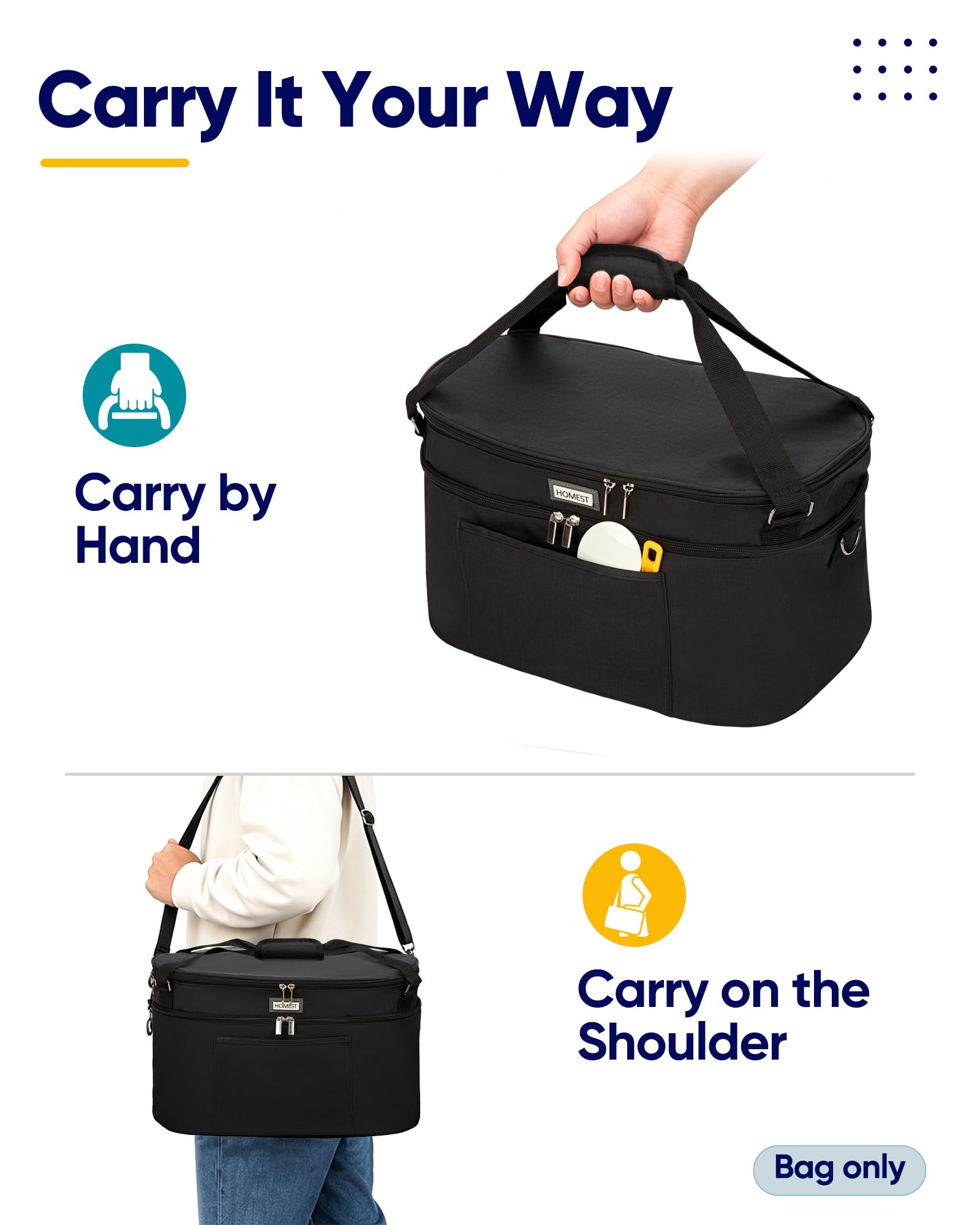 Insulated Slow Cooker Carrier - Keep Meals Warm on the Go -6
