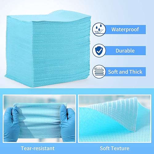 Miniatura 3 de JMU Baberos dentales, paquete de 250 baberos desechables para tatuajes de 3 capas, cubiertas de bandeja impermeables, 13 x 18 pulgadas, azul