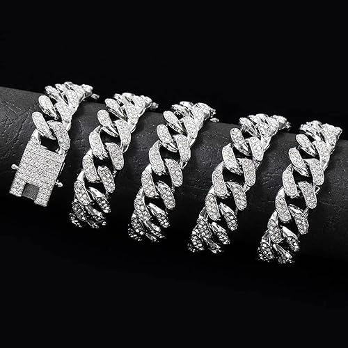 Miniatura 4 de Cadena FEEL STYLE de eslabones cubanos para hombre, dorada, plateada, collar de Miami cubano, cadena de diamantes para hombre, joya estilo Hip Hop