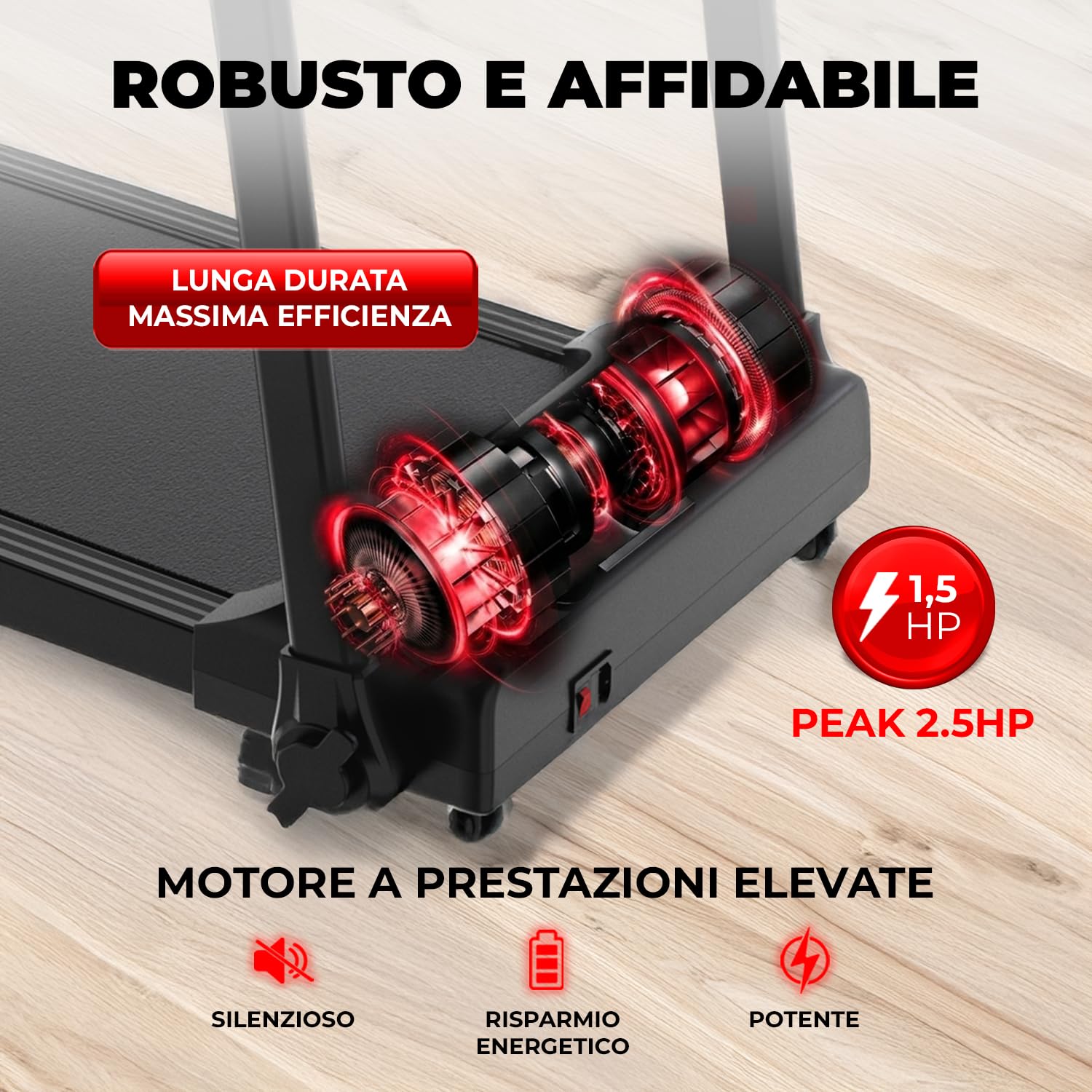 YM Tapis Roulant Salvaspazio 12 km/h, MARCHIO ITALIANO, Pieghevole, Elettrico, INCLINAZIONE, Telaio Rinforzato, Programmi, Nuovo Modello 2026, Your Move ASSISTENZA ITALIA, Mod. 2026
