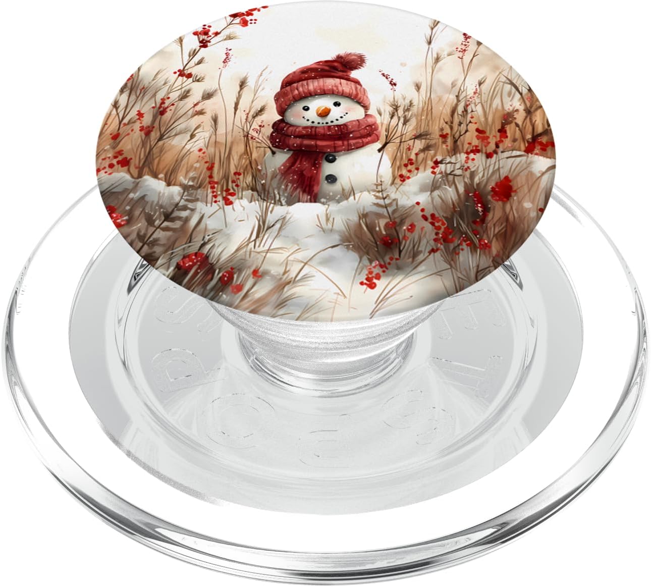 Vintage Watercolor Christmas Snowman in Winter Wonderland PopSockets PopGrip for MagSafe