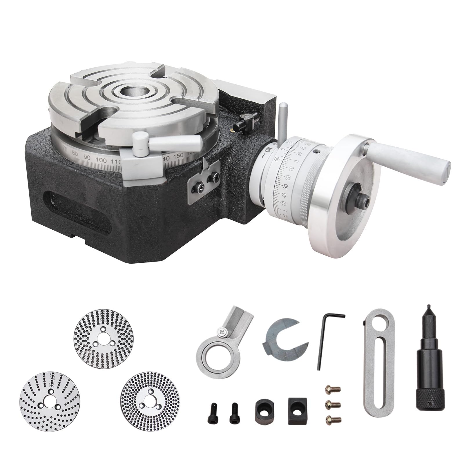 KAKA INDUSTRIAL HVP-41, Rotary Table with Dividing Plate DP-1, 4 Inch Rotary Table Milling Machine Horizontal Vertical Indexing Plate