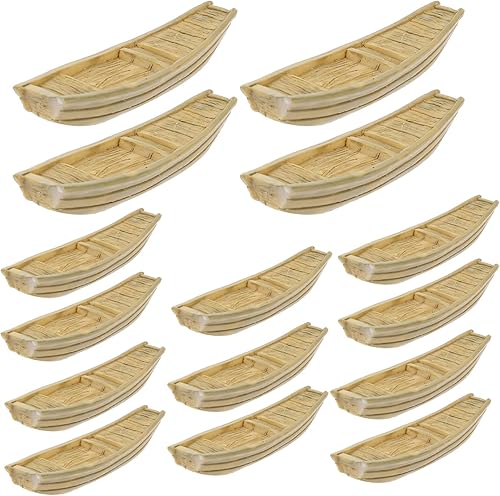 Miniatura 1 de NUOBESTY 15 unids mini barco de pesca figura de barco de pesca casa de muñecas barco de pesca modelo océano playa micro paisaje decoración mini