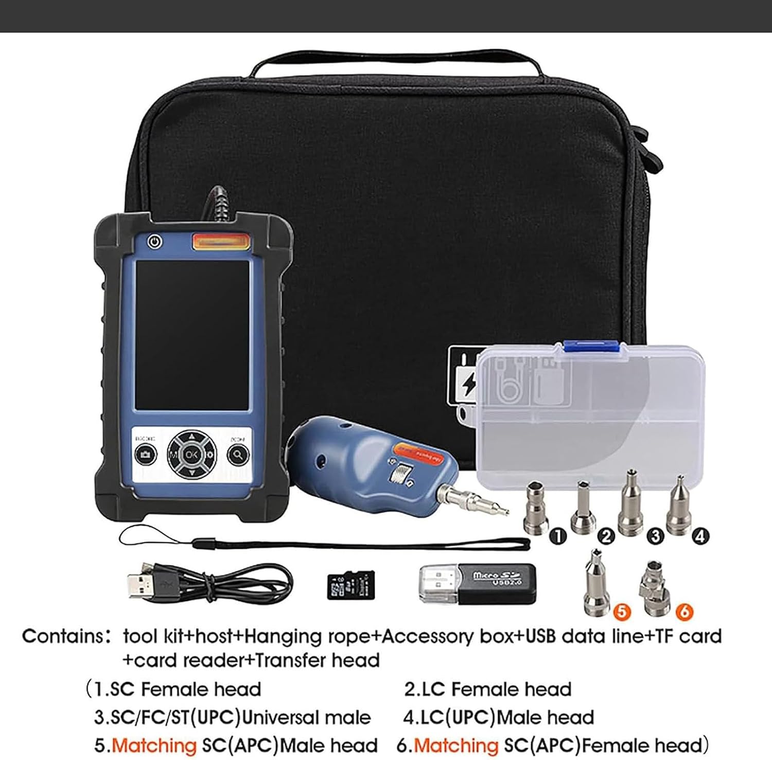 400x Fiber Optic Video Inspection Probe and Display,Fiber Optic Inspector,Fiber Optic Scope, with 3.5 Inch Display Monitor,4000mAH Lithium,Support FC/SC/ST/LC/SC Female