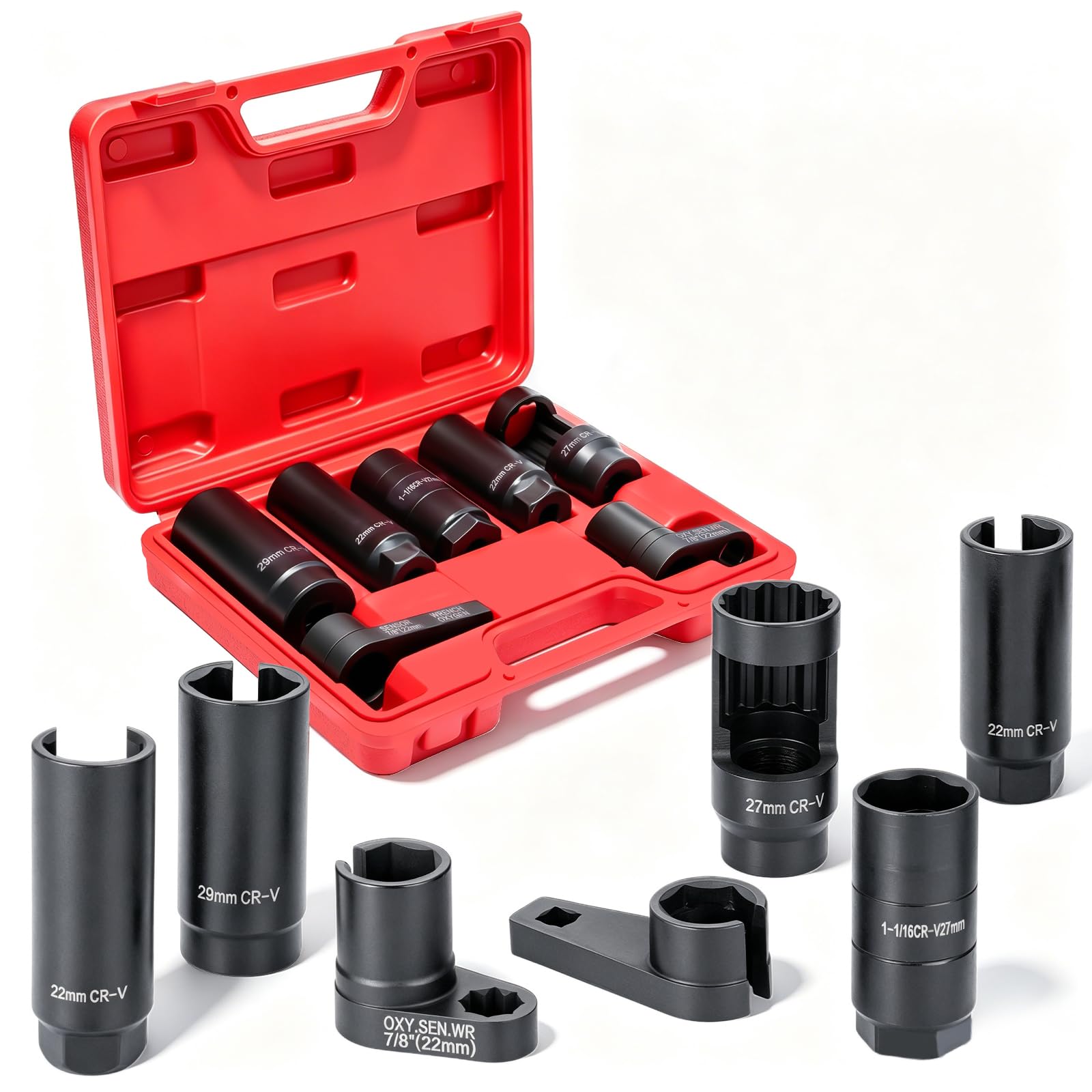 Lexrumy Lot de 7 Douille Sonde Lambda 22 mm Clé Sonde Lambda Outil de Démontage pour Capteur D'oxygène pour Réparation de Voiture