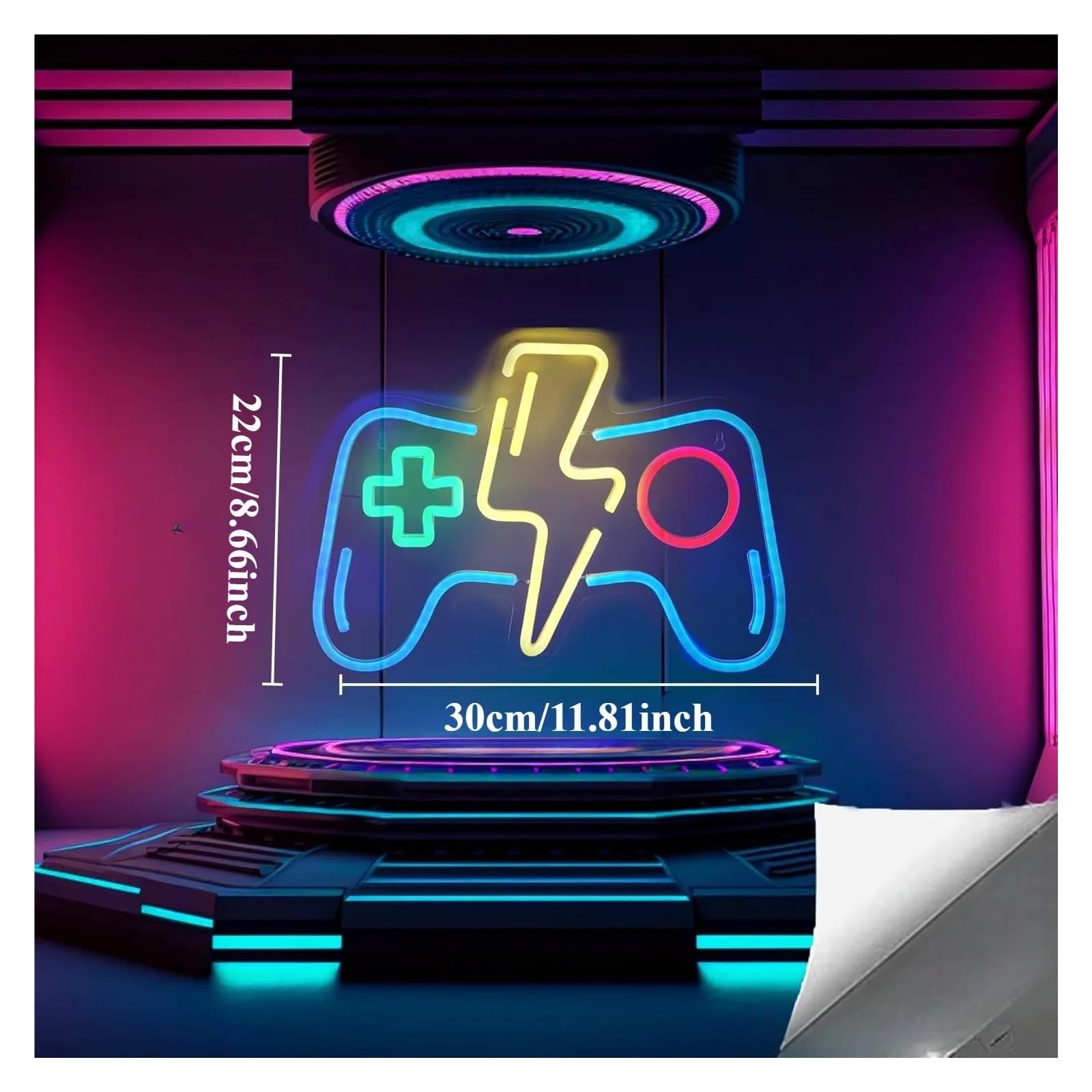 Scritta luminosa Insegna Al Neon Con Controller Di Gioco Per Sala Giochi, Camera Da Letto, Bar, Negozio, Decorazione Da Parete Per Amanti Dei Giochi,30х22cm