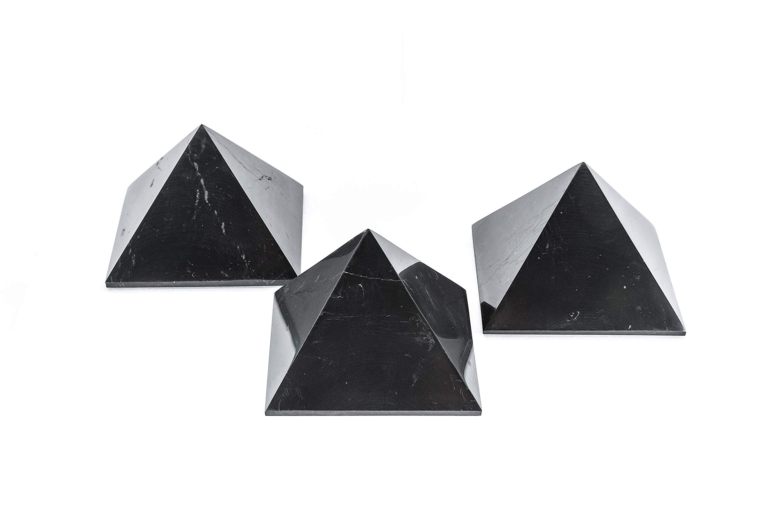 SN NATURSTEIN UG - Pyramides Shungit Polies | Gemme et Pierre de Carelia - 3 Unités - 8cm