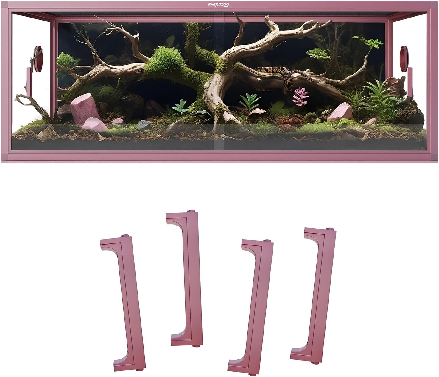 85 Gallon Reptile Terrarium with 10" Snake Tank Stackers, Front Opening Snake Tank for Easy Feeding, Reptile Tank with Leakproof Bottom & Top Screen Ventilation 48''x24''x18''