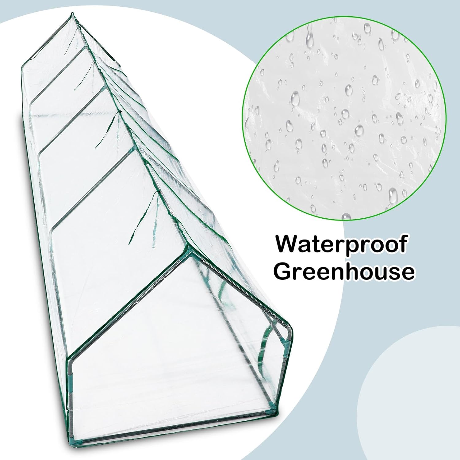 Mini Greenhouse for Outdoor 12'x3'x3' Portable Tunnel Greenhouses with Roll up Zipper Door for Protecting Plant, 4 Grid Heavy Duty Cover Tent, UV Waterproof Cover, Steel Clear Frame