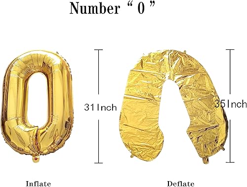 Miniatura 5 de SHUNTAI Decoraciones de cumpleaños número 60 para hombres y mujeres, globos dorados grandes de número 60, globos de aluminio de Mylar con letras