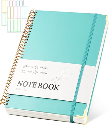 Miniatura 1 de FLYING EAGLE Cuaderno de espiral con rayas universitarias de 8.5 x 11 pulgadas con calcomanías de tapa dura, cuaderno A4 grande para notas de