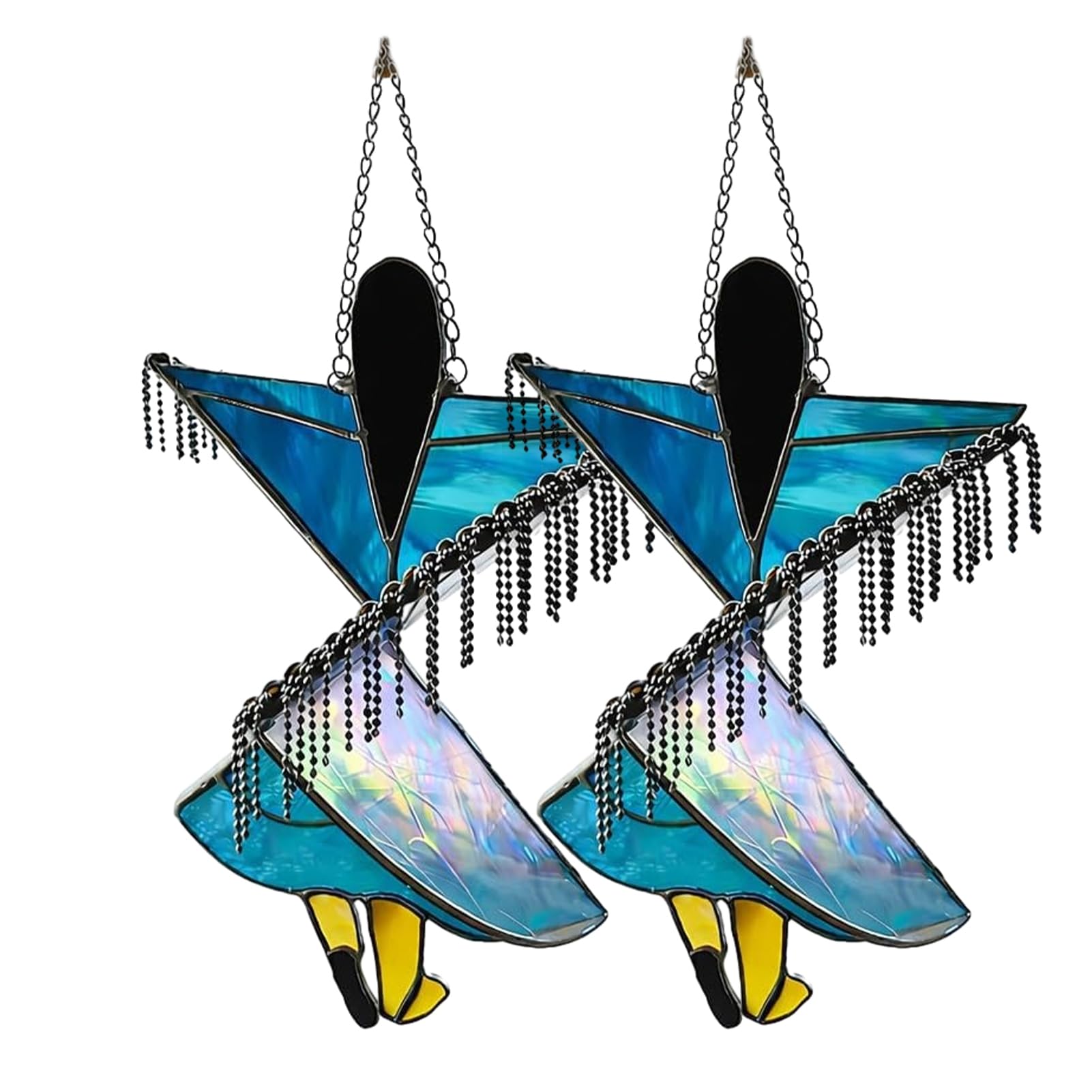 Carillon éolien, style vitrail à suspendre, attrape-soleil en acrylique coloré, 2 pièces